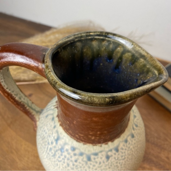 West Germany Pottery Vase, Floral Design, Mid Century Modern Pottery - Picture 7 of 10